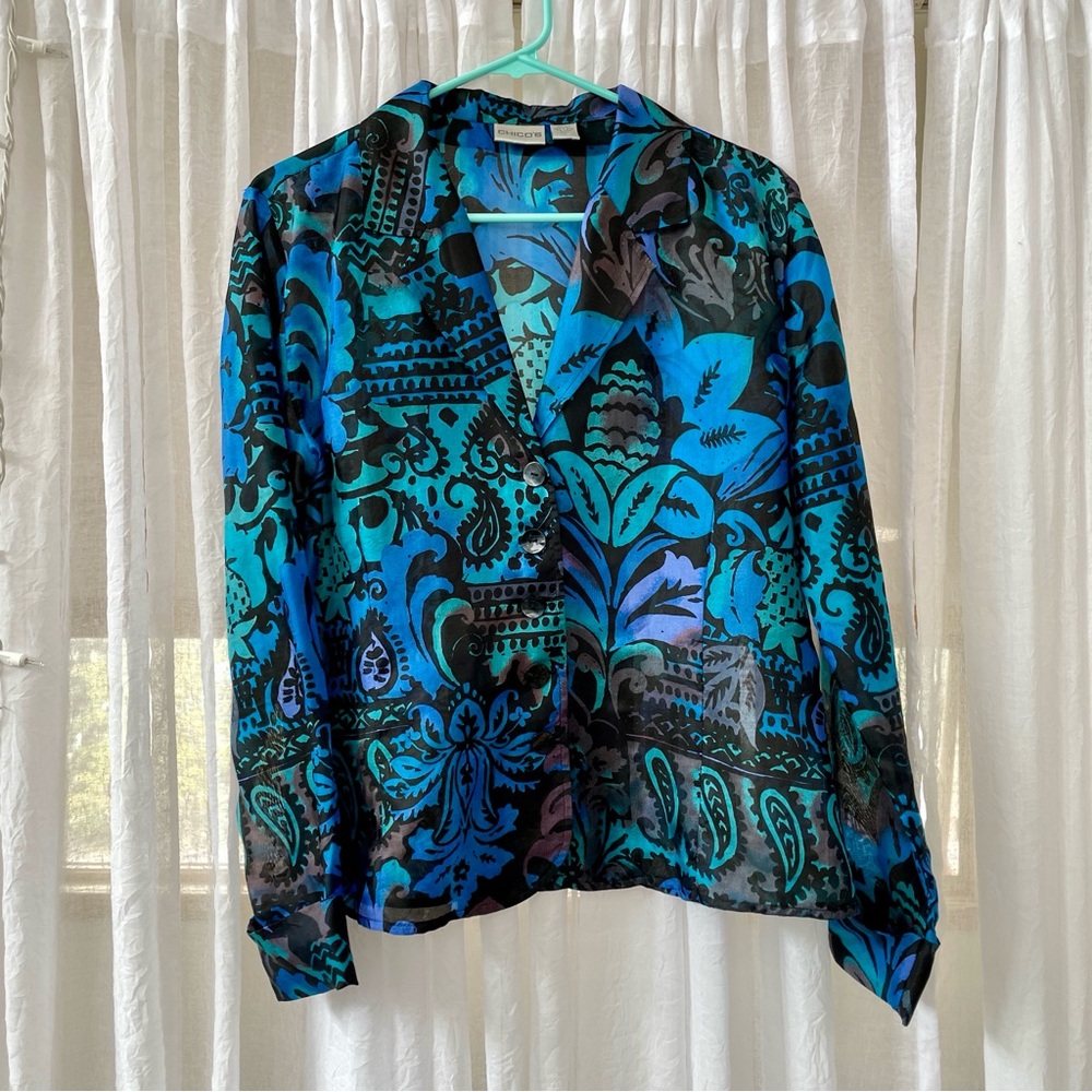 100% Silk Blazer in Paisley Abstract Pattern from Chico’s